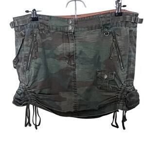 Vintage Da-Nang Camo Utility Ruched Mini Skirt Size Medium Y2k Grunge Streetwear